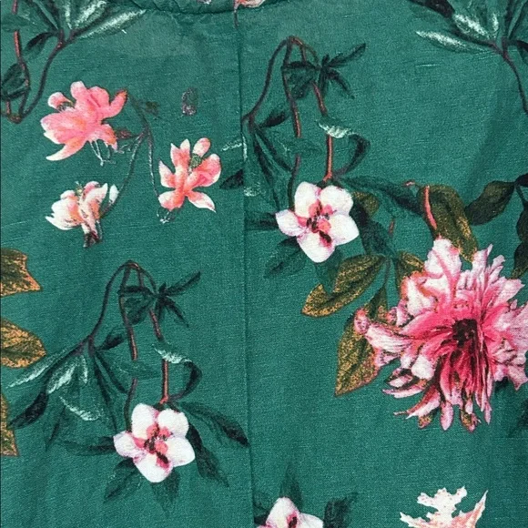 Grace Elements Green Floral Blouse Pink and White Blooms Grommets on Sleeves S - Picture 9 of 12